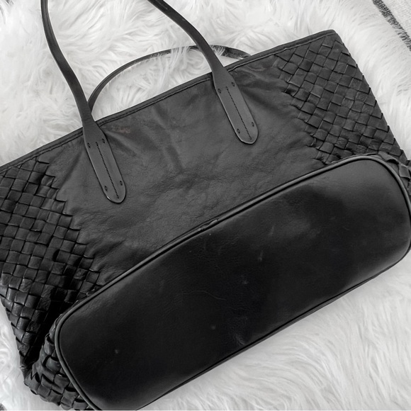 Cole Haan Black Woven Leather Tote Bag - Picture 2 of 9
